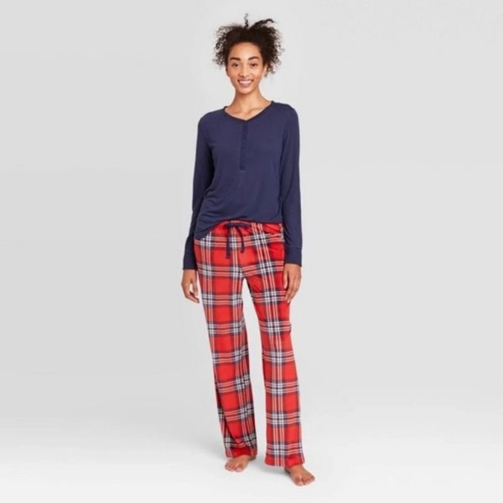 Stars Above Plaid Fleece Pajama Set